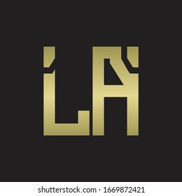 LA Logo with squere shape design template with gold colors