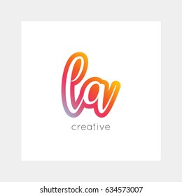 LA logo, vector. Useful as branding, app icon, alphabet combination, clip-art.