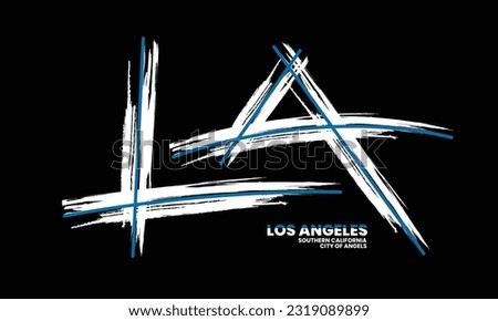 LA Los Angeles brush slogan typography tee shirt design in vector illustration.Clothing,t shirt,apparel and other uses.Vector print, typography, poster.