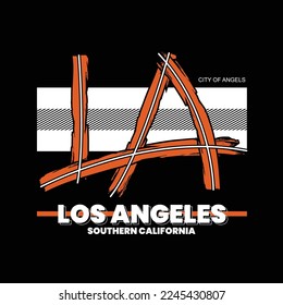 LA Los Angeles brush typography tee shirt design in vector illustration