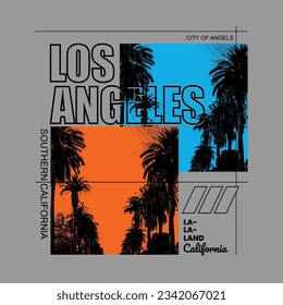 LA Los angeles california,slogan typography tee shirt design.Clothing,t shirt,apparel and other uses.Vector print, typography, poster.