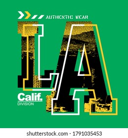 LA Los Angeles California.Vintage and typography design in vector illustration.clothing,apparel and other uses. Abstract design with the grunge and denim style.