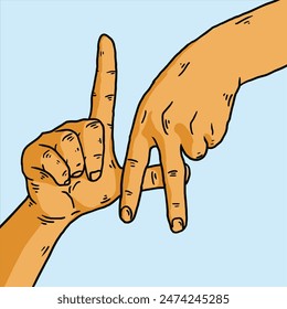 LA los angeles hand sign vector hand drawn style