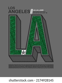 LA Los angeles Vintage and typography design in vector illustration.clothing,t shirt,apparel and other uses.Abstract design with the grunge and denim style. Vector print, typography, poster.