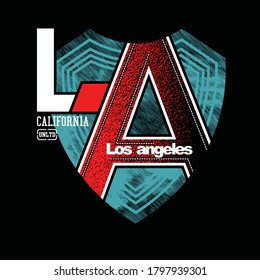 LA Los Angeles.Vintage and typography design in vector illustration.clothing,t shirt,apparel and other uses.Abstract design with the grunge and denim style. Vector print, typography, poster.