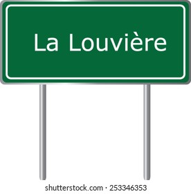 La Louviere, Belgium, road sign green vector illustration, road table