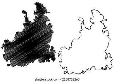 La Maddalena island (Maddalena archipelago, Italian Republic, Italy) map vector illustration, scribble sketch Isola del La Madalena map