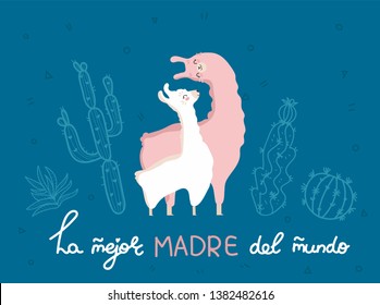 La Mejor Madre Del Mundo. The Best Mom In The World in spanish. Ever cute feminine design for flyer, card, invitation, typography. Vector illustration.