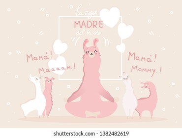 La Mejor Madre Del Mundo. The Best Mom In The World in spanish. Ever cute feminine design for flyer, card, invitation, typography. Vector illustration.