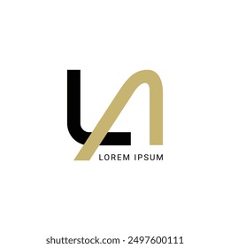 LA Minimalist Logo Design,  Letter LA, LA , Black and White Color Abstract letter icon LA logo. L A,