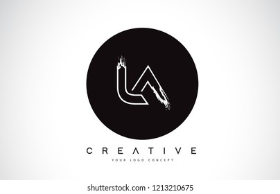 LA Modern Leter Logo Design with Black and White Monogram. Creative Letter Logo Brush Monogram Vector Design.