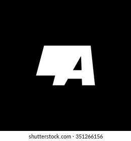 LA negative space letter logo black background