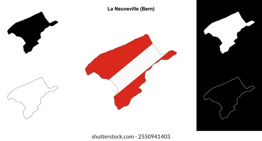 La Neuveville blank outline map set