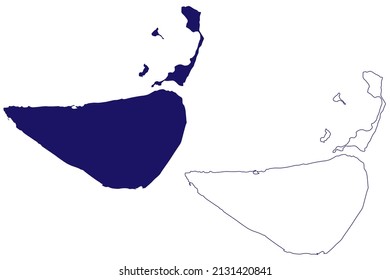 La Orchila island (Bolivarian Republic of Venezuela, Cenrtal America, Caribbean islands) map vector illustration, scribble sketch Isla de La Orchila map