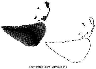 La Orchila island (Bolivarian Republic of Venezuela, Cenrtal America, Caribbean islands) map vector illustration, scribble sketch Isla de La Orchila map