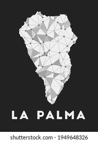 La Palma - communication network map of island. La Palma trendy geometric design on dark background. Technology, internet, network, telecommunication concept. Vector illustration.