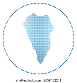 La Palma digital badge. Dotted style map of La Palma in circle. Tech icon of the island with gradiented dots. Vibrant vector illustration.