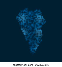 La Palma dotted glowing map. Shape of the island with blue bright bulbs. Vector illustration.