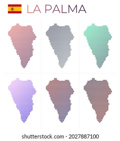 La Palma dotted map set. Map of La Palma in dotted style. Borders of the island filled with beautiful smooth gradient circles. Stylish vector illustration.
