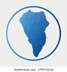 La Palma icon. Polygonal map of the island in gradient ring. Round low poly La Palma sign. Vector illustration.