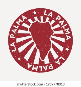 La Palma stamp. Travel red rubber stamp with the map of island, vector illustration. Can be used as insignia, logotype, label, sticker or badge of the La Palma.