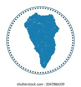 La Palma sticker. Travel rubber stamp with map of island, vector illustration. Can be used as insignia, logotype, label, sticker or badge of La Palma.