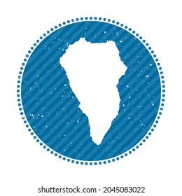 La Palma striped retro travel sticker. Badge with a map of the island, vector illustration. Can be used as insignia, logotype, label, sticker, or badge of La Palma.
