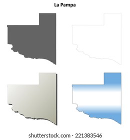 La Pampa blank outline map set