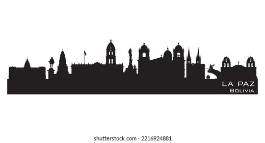 La Paz Bolivia city skyline Detailed vector silhouette