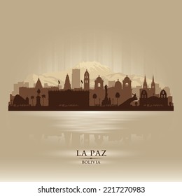 La Paz Bolivia City Skyline Vector Silhouette Illustration