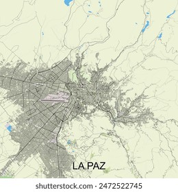 La Paz, Bolivia map poster art