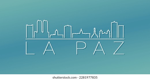 La Paz, Bolivia Skyline Linear Design. Flat City Illustration Minimal Clip Art. Background Gradient Travel Vector Icon.