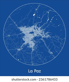 La Paz Bolivia South America City Map blue print round Circle vector illustration