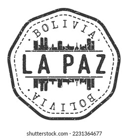 La Paz, Bolivia Stamp Skyline Postmark. Silhouette Postal Passport. City Round Vector Icon. Vintage Postage Design.