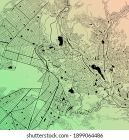 La Paz, Bolivia - Urban vector city map of South American capital city with parks, roads and railways, minimalist town plan design poster, city center, downtown, transportation network, blueprint