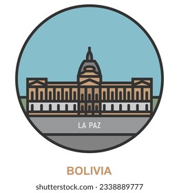 La Paz. Cities and towns in Bolivia. Flat landmark