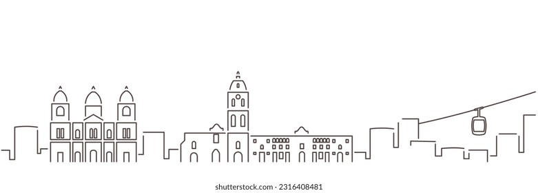 La Paz Dark Line Simple Minimalist Skyline With White Background