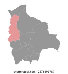 La Paz Department map, administrative division of Bolivia.