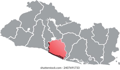 LA PAZ DEPARTMENT MAP PROVINCE OF EL SALVADOR 3D ISOMETRIC MAP