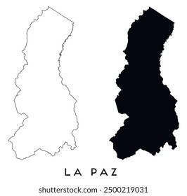 La Paz map outline and black silhouette vector