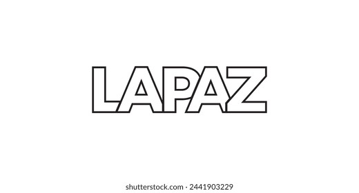 La Paz in the Mexico emblem. The design features a geometric style, vector illustration with bold typography in a modern font. The graphic slogan lettering.