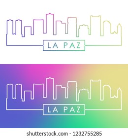 La Paz skyline. Colorful linear style. Editable vector file.