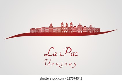 La Paz skyline in red and gray background in editable vector file