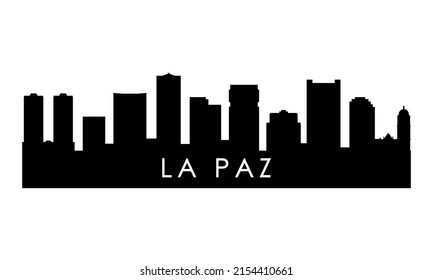 La Paz skyline silhouette. Black La Paz city design isolated on white background. 