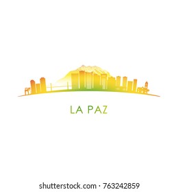 La Paz skyline silhouette. Vector design colorful illustration.