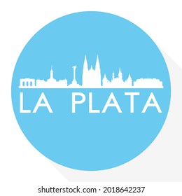 La Plata, Argentina Round Button City Skyline Design. Silhouette Stamp Vector Travel Tourism.