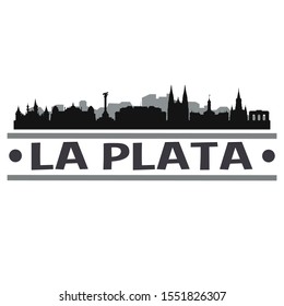 La Plata Argentina Travel. City Skyline. Silhouette City. Design Vector. Famous Monuments.