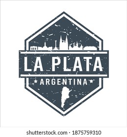 La Plata, Buenos Aires Province, Argentina Travel Stamp Icon. Skyline City Design Tourism Diamond. Vector Illustration Grunge Clip art Badge.