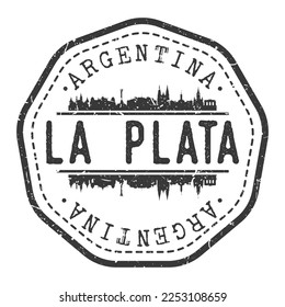 La Plata, Buenos Aires, Province, Argentina Stamp Skyline Postmark. Silhouette Postkarte. City Round Vector Icon. Vintage Postage Design.