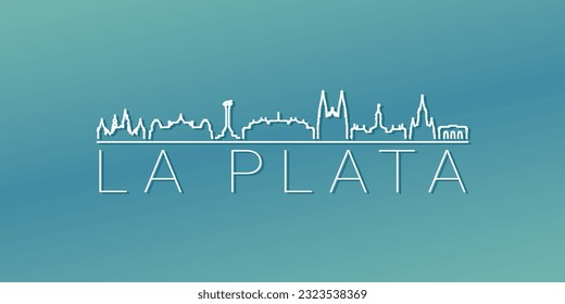 La Plata, Provinz Buenos Aires, Argentinien Skyline Linear Design. Flache City Illustration Minimal Clip Art. Hintergrund Gradient Travel Vektor Symbol.